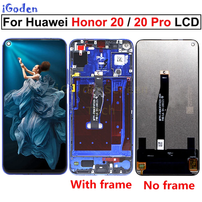 Оригинальный дисплей для Huawei Honor 20 ЖК с дигитайзером сенсорного экрана Pro экран на