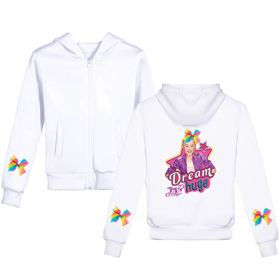 D JoJo Siwa/весенне-осенняя Толстовка для девочек с длинными рукавами и принтом; Верхняя одежда с капюшоном на молнии; детские длинные хлопковые повседневные толстовки с капюшоном; пальто; Прямая поставка - Цвет: D