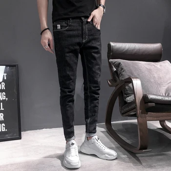 

Quality Original Casual Jeans Men Retro Simple Denim Men Biker Jeans Slim Fit All Match Streetwear Men Black Jeans Denim Pants
