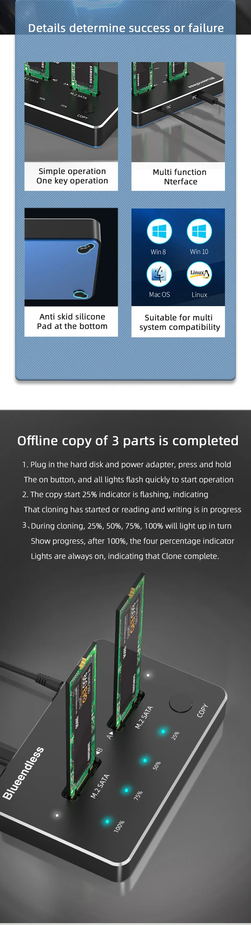 C, M2, Caso Externo, M2, NVME, NGFF, HDD, USB C Clone Função