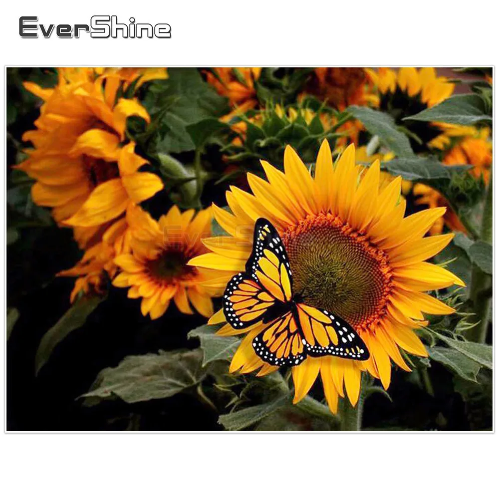 EverShine Diamond Embroidery 5D Full Drill Painting Flowers Pictures Of Rhinestones Mosaic Sunflower Wall Decor | Дом и сад