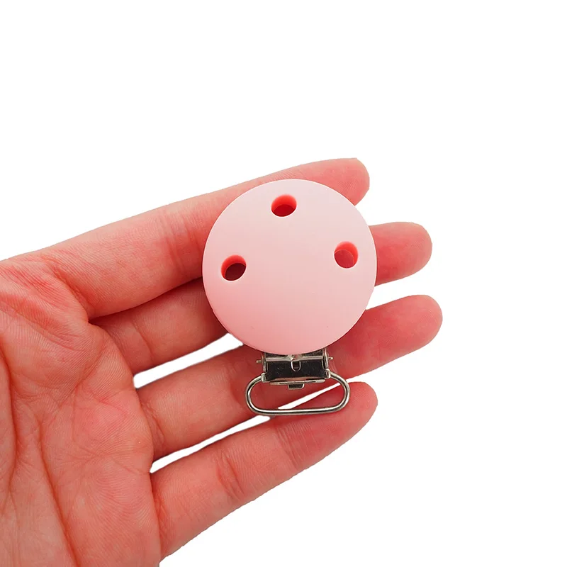 Chenkai 10pcs Silicone Round Clips Baby Round Shaped Teething For DIY Dummy Sensory Jewelry Holder Chain Toy Clips BPA Free
