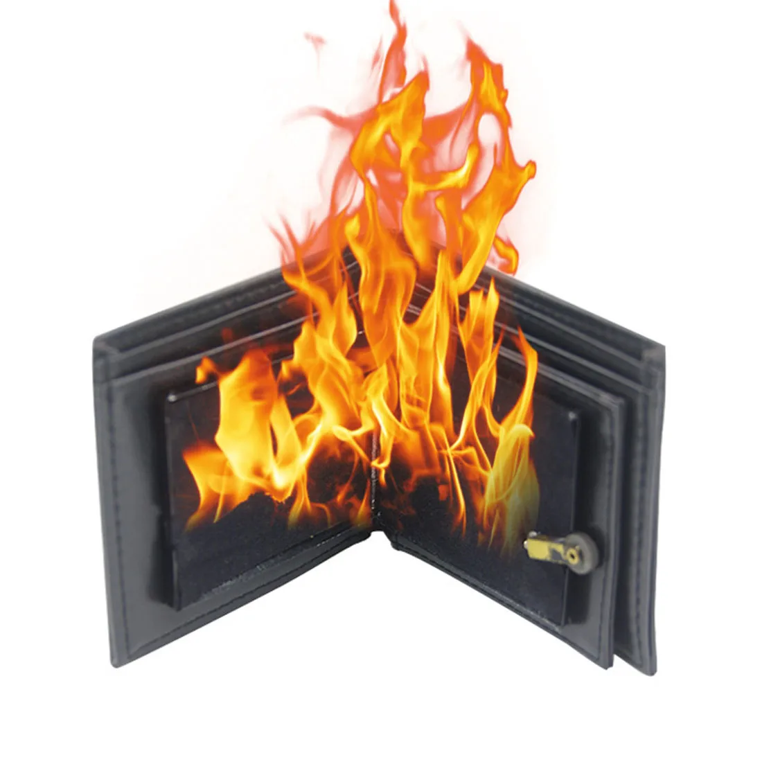 

Flame Fire Wallet Magician Prop Wallet Street Stage Magic Show Prop Magic Trick Toy - Black