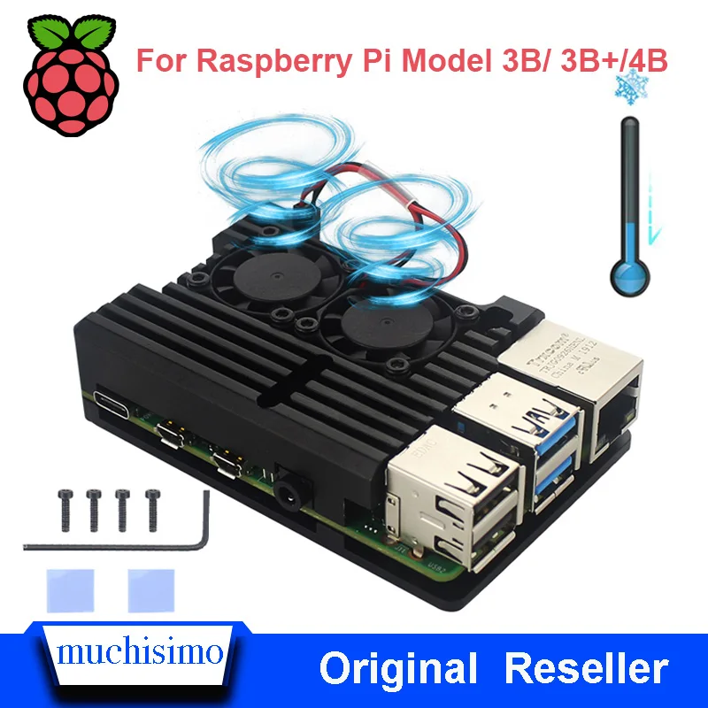 Raspberry Pi 4 Алюминиевый металлический чехол Raspberry Pi 3 алюминиевый чехол с охлаждающим вентилятором теплоотвод для Raspberry Pi 4 4B 3 Модель B 3B Plus