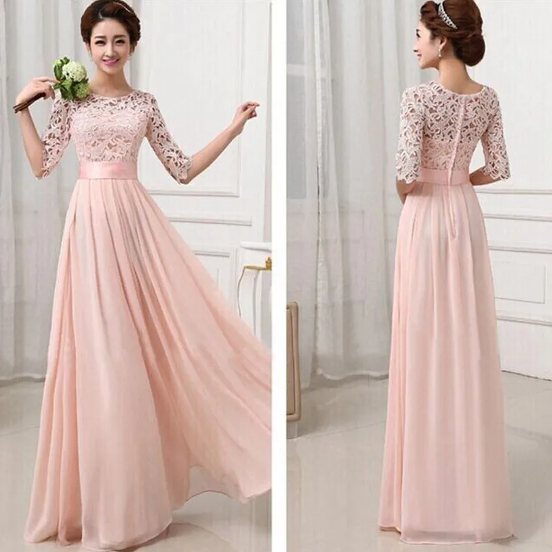 

Stylish Bar Autumn Mush-have Evening Long Dresses 2019 Elegant Beading A Line Pleated Chiffon Lace Formal Party Gown Maxi Dress