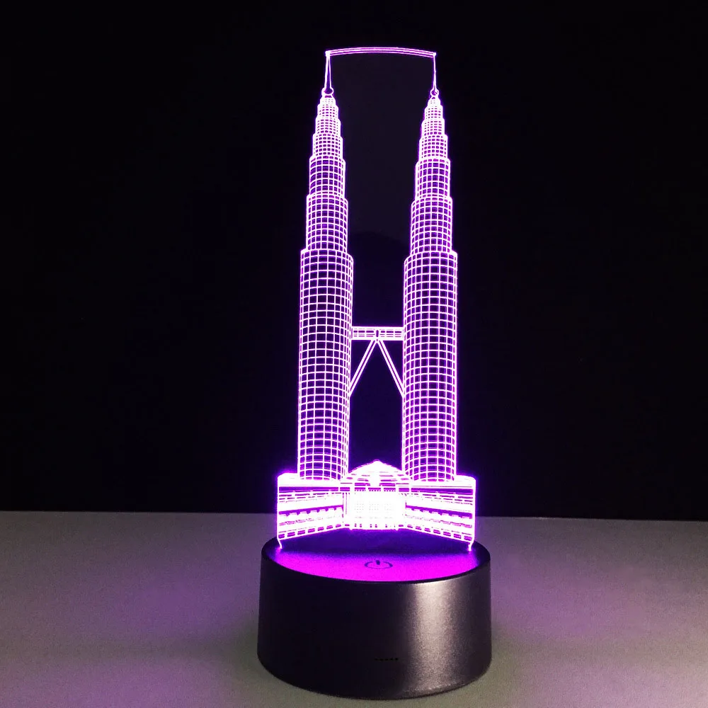 

Memorable LED USB Colors Table Lampe Building 3D Visual Touch Switch Cute Night Light For Home Decor Lighting Room Lamp