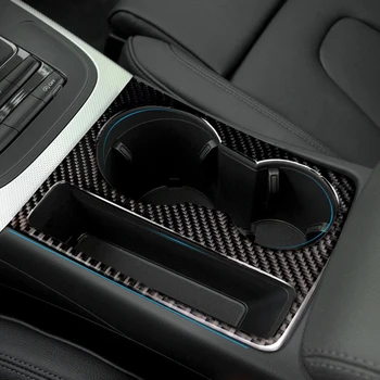 

Carbon Fiber For Audi A5 A4 B8 2009-2015 Accessories Car Cup Holder Decorative Frame Cover Sticker