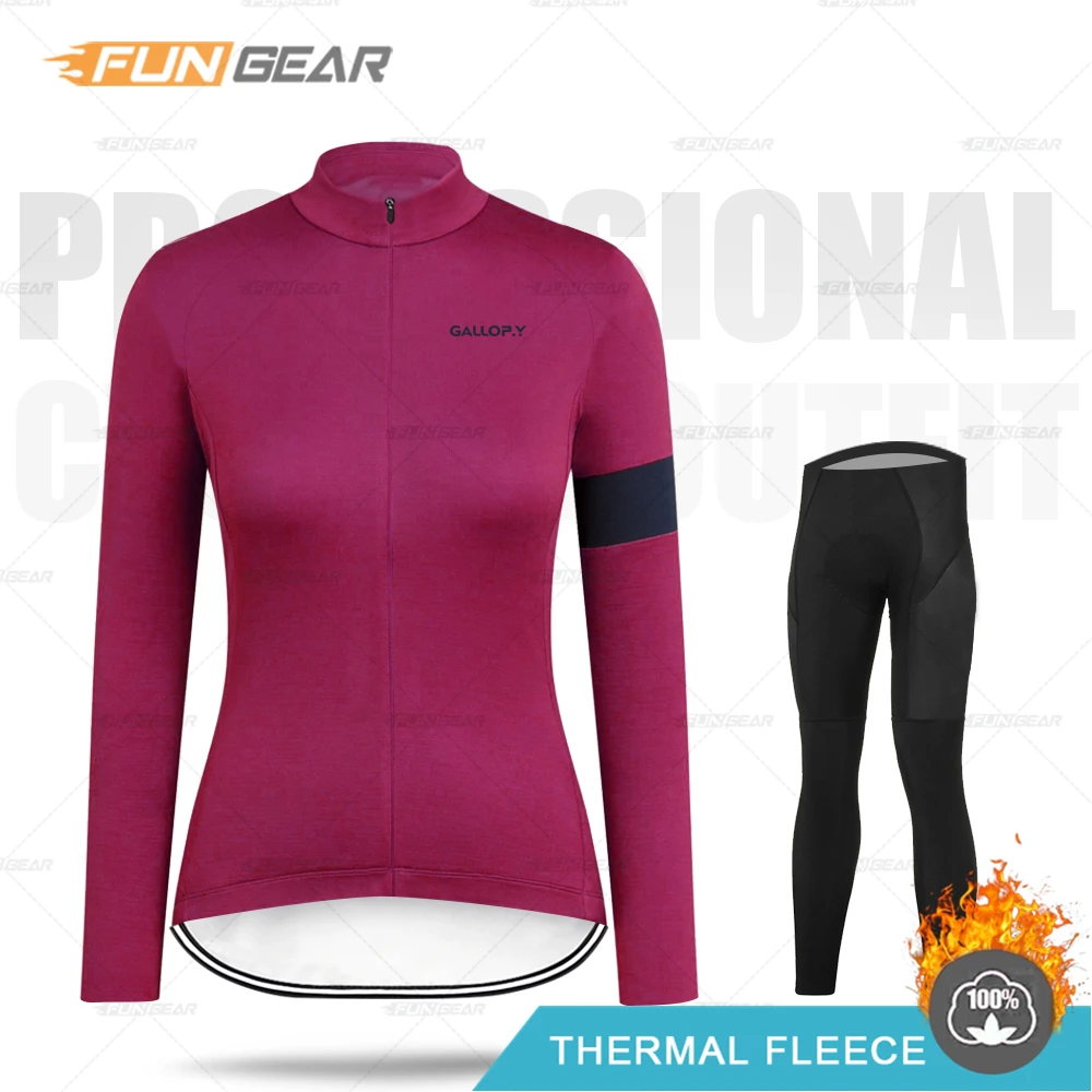 Normal Cycling Set 2 Зимняя женская одежда, комплект из Джерси с длинным рукавом, Hembra, Теплая Флисовая одежда, Модный женский комбинезон для шоссейного велосипеда - Цвет: Normal Cycling Set 2