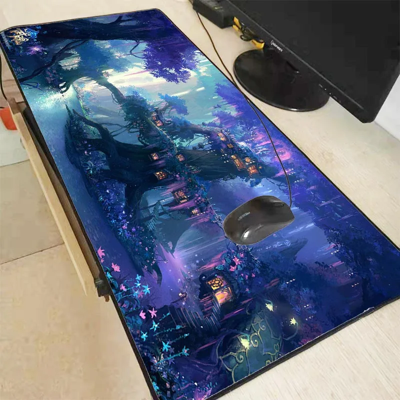  Blue Tree Space Fantasy Gaming Mouse Pad Lock Edge Large Mouse Mat Computer Laptop Mouse Pad for CS