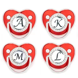 Name Initial Letters Baby Pacifier Newborn Silicone Pacifier With Lid Red Bling Infant Nipple BPA Free Baby Soother Dummy 0-24M
