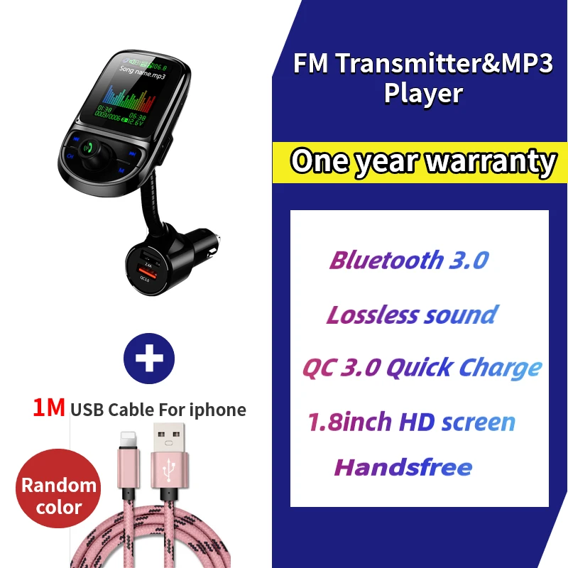 KKMOON, Автомобильная гарнитура, беспроводной Bluetooth, fm-передатчик, 1,8 дюймов, ЖК-дисплей, MP3-плеер, двойное USB зарядное устройство, автомобильные аксессуары, авто, FM модулятор - Название цвета: C