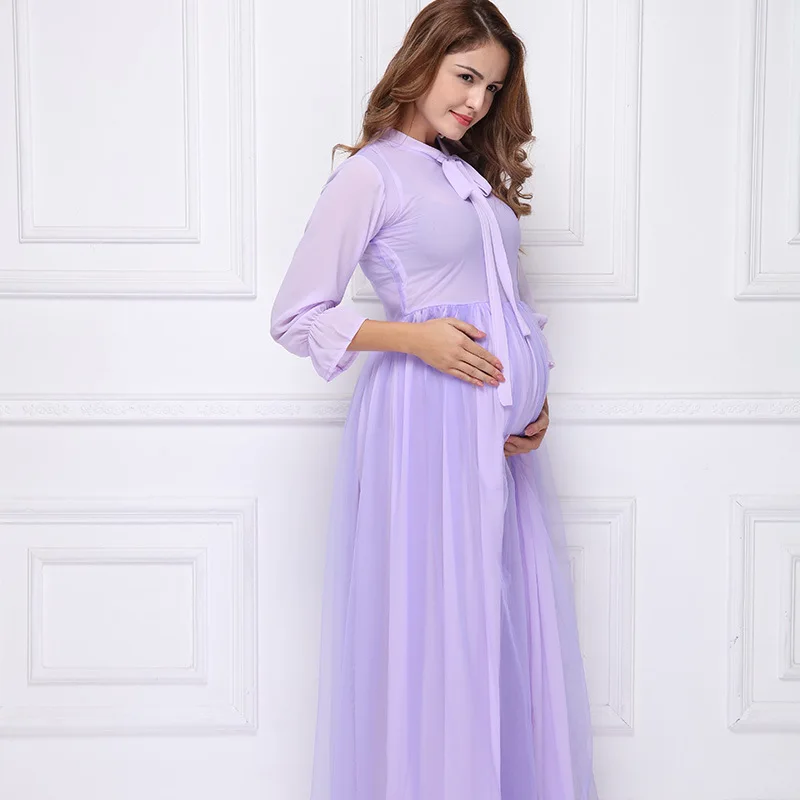 New maternity dresses for photo shoot pregnancy dress photography purple maternity gown Long dress Q1002