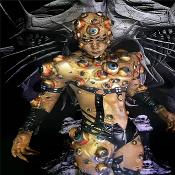 

Halloween Skull men bodysuit gogo wears party dress clothe catwalk bar ballroom dance costumes club jumpsuit ds outfit cloth