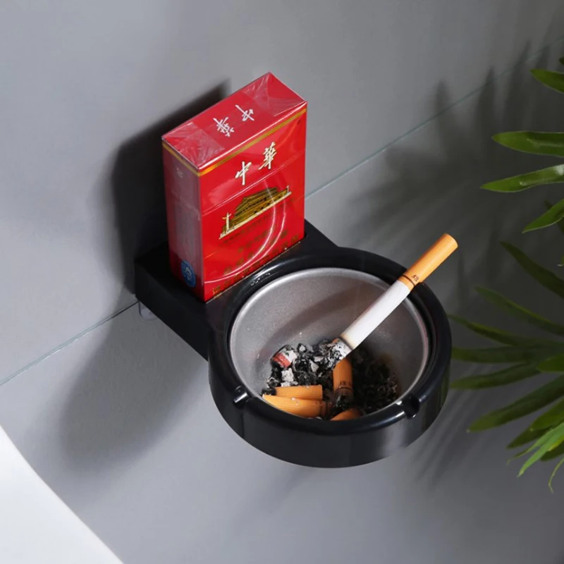1x Portable Ashtray Wall Stainless Steel Pocket Smoke Holders Storage Cup For Toilet Home Office Cigarette Tools Case For Smoker portable ashtray cigarettes ashtray stainless steel ashtray metal ashtray