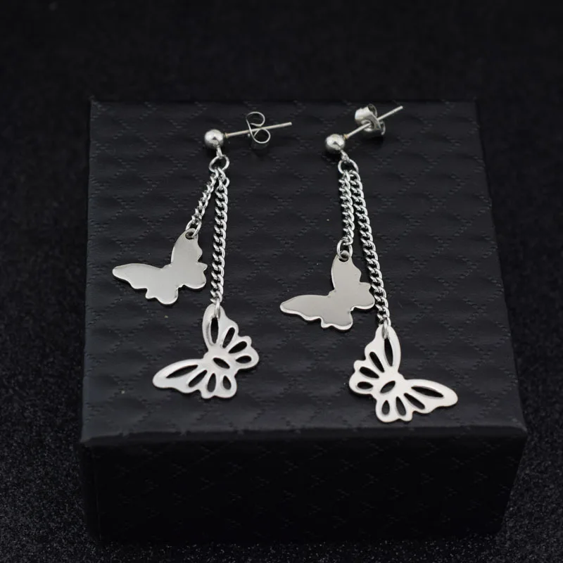 KPOP Butterfly Bangtan Boys Album JIMIN star серьги-гвоздики модные ювелирные изделия из нержавеющей стали двойные пирсинг серьги звезда Луна ювелирные изделия - Окраска металла: 2-Stud earring