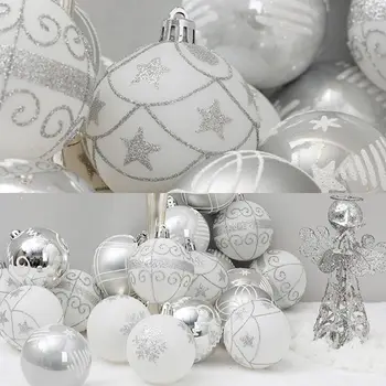 

Christmas Pure White Ball Shape Tree shape Pendant Baubles Plush Foam Ornament