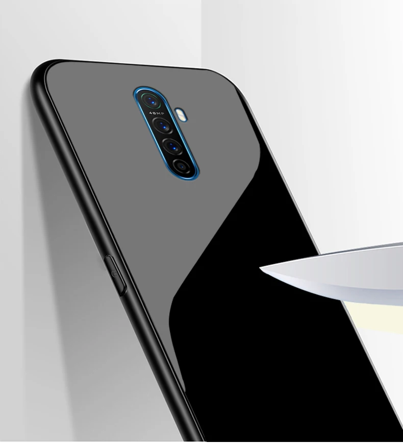 Для Oppo Reno Ace чехол PC Пластиковый стеклянный чехол для телефона черный ТПУ бампер чехол для Oppo Reno Ace чехол RenoAce 6,5 дюймов Coque