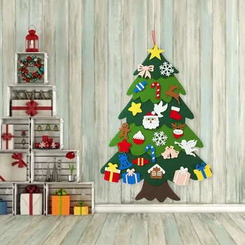 

DIY Three-dimensional Felt Cloth Christmas Tree Gifts Kids Toys Artificial Tree Wall Hanging Ornaments Christmas Decoration