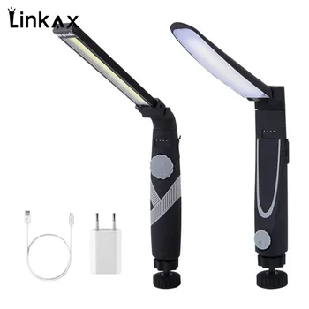 

Stepless Dimming COB Work Flashlight Rechargeable Rotation Foldable LED Work Light With Magnet Power Display USB Charger Cable