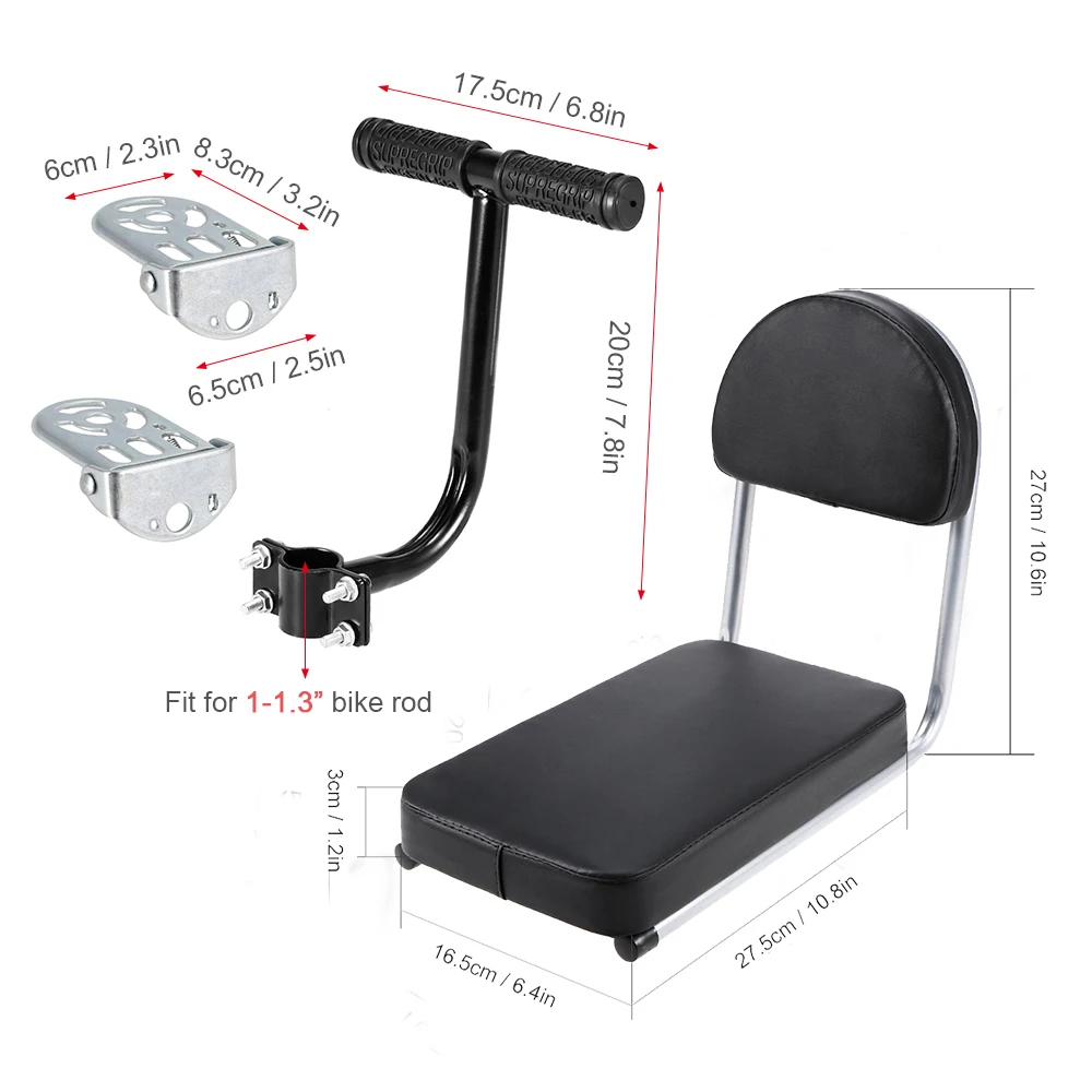 3PCS Black Seat Велосипедное заднее сиденье велосипедное седло детское сиденье с задней спинкой MTB Велосипедное заднее седло из искусственной кожи подушка для велосипедных частей - Цвет: 3PCS Black Seat