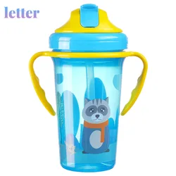 Gobelet à eau pour enfants, pour alimentation, pour bébés, créatif, avec pailles, bouteilles d'eau étanches, gobelets portables pour l'extérieur 