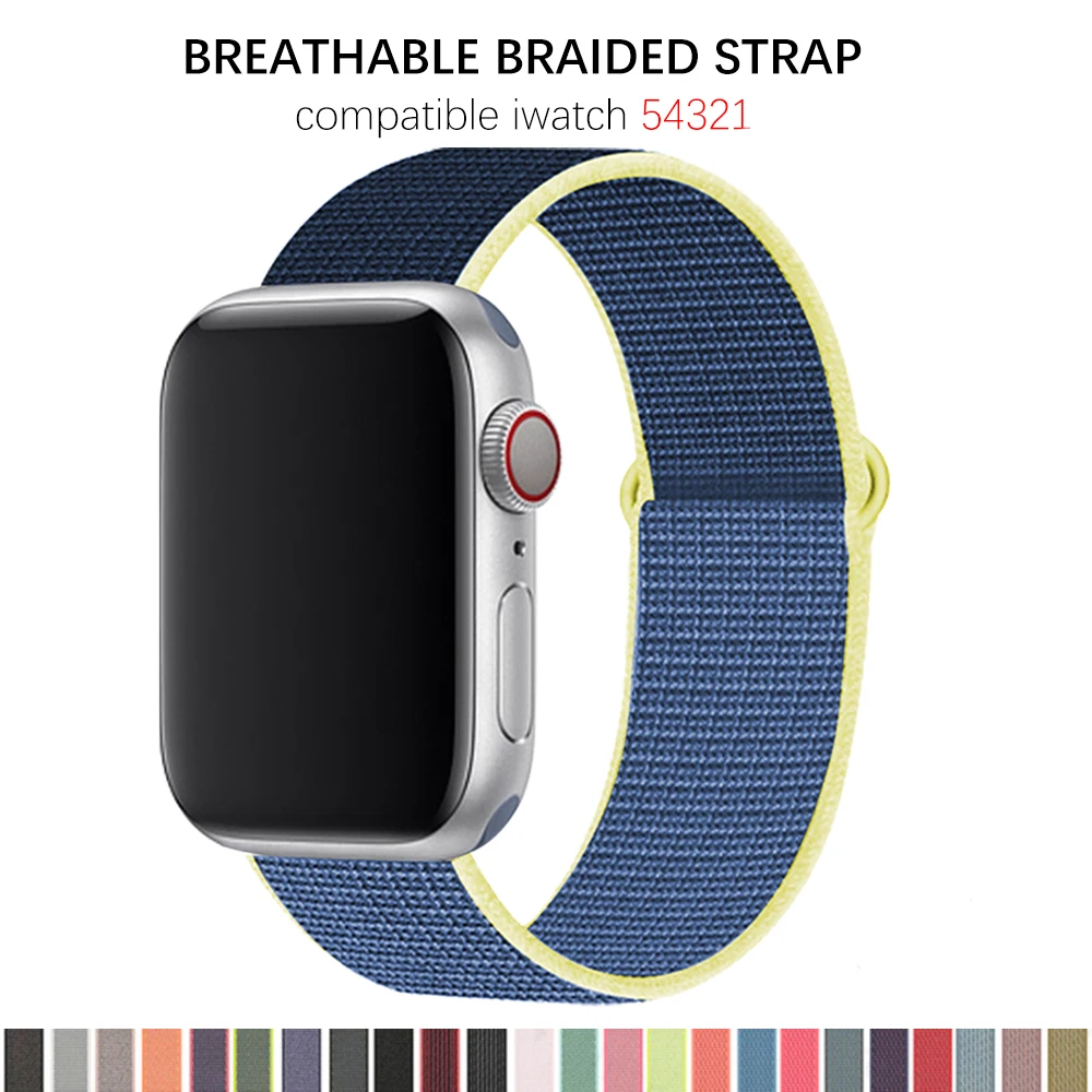 

Nylon loop compatible for apple watch strap 40mm 44mm for iwatch 5 band 38mm 42mm watchband bracelet series 4 3 2 1 Accessories