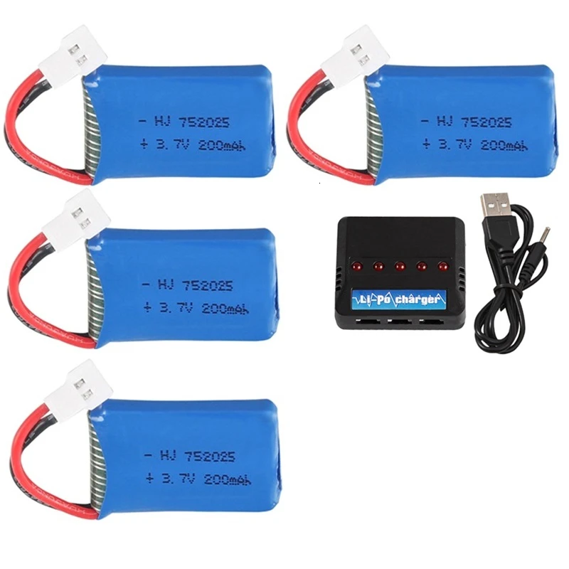 Для радиоуправляемых дронов Syma X4 X11 X13 3,7 V 200mah LiPo батарея+ 5 в 1 зарядное устройство для Syma X4 X11 X13 RC Квадрокоптер части 752025 - Цвет: Фиолетовый