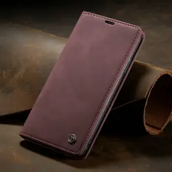 Vintage Leather Wallet Phone Case with Card Holder - iPhone 11 (Red)