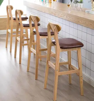 

Bar Chair Solid Wood High Stool Bar Table Chair Bar Chair Domestic Chair High Stool Backrest Bar Stool Nordic Chair
