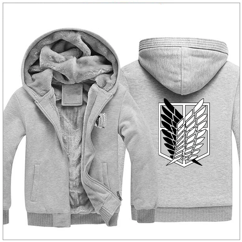 Anime! Attack on Titan Winter Coat Cosplay Costume Fashion Leisure Thickening Hooded Fleece Keep Warm Zipper Tops - Цвет: 9