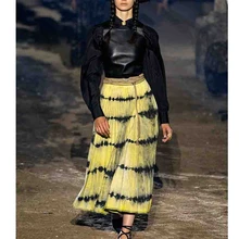 Cosmicchic SS подиумная дизайнерская юбка макси с завышенной талией, большие качели, элегантная Ретро трапециевидная юбка с принтом, гофрированные длинные юбки