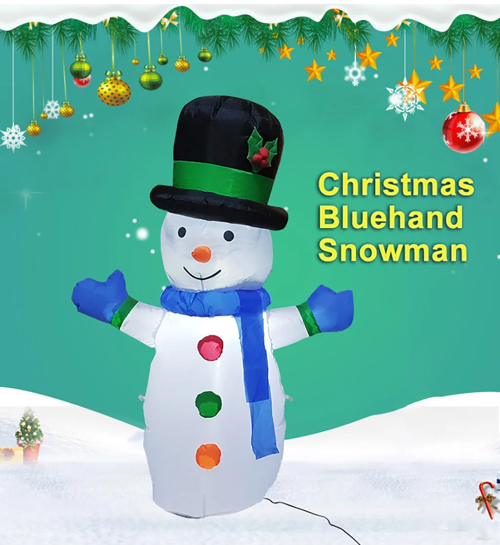 Рождественские надувные игрушки, светодиодный надувной шар, украшение для сада, снеговик, шляпа, синий шарф, рождественские украшения для дома