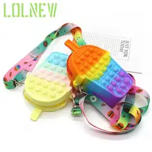 

Fidget Toy Fingertip Sensory Rainbow Milk Tea Cup Push Bubble Stationery Storage Bag Stress Relief Coin Purse For Adult Kids