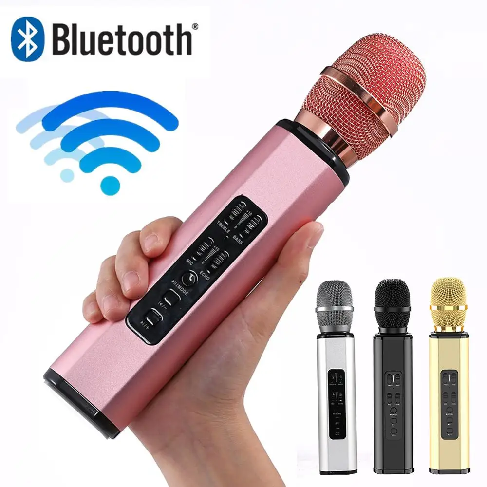 Профессиональный беспроводной микрофон Bluetooth для караоке двойной динамик