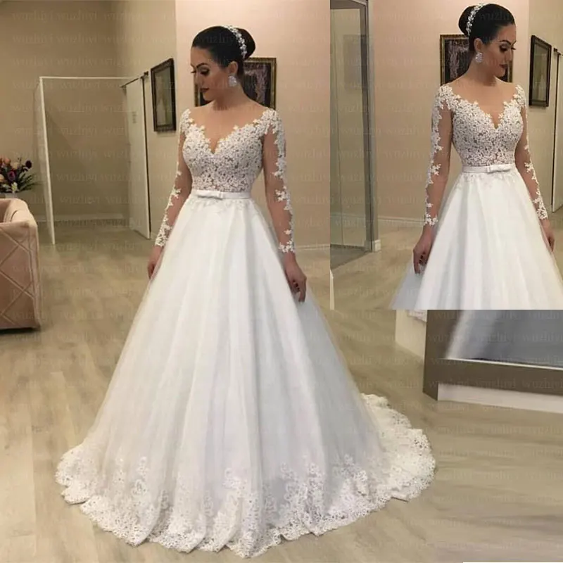 WuZhiyi свадебное платье Империя vestido de noiva вырез se-сквозной халат de mariee o-образным вырезом бант suknia slubna молния снизу сзади