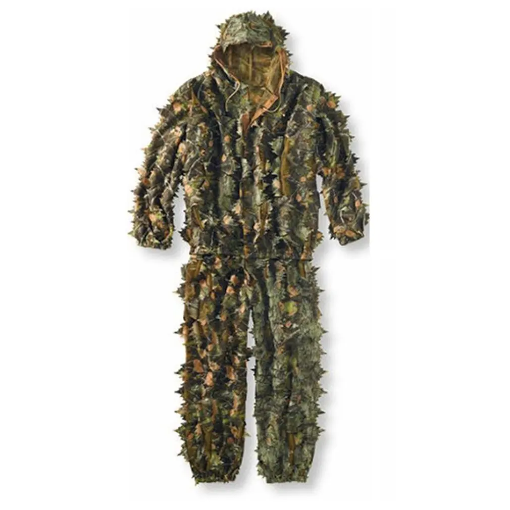 

3D Leaves Camouflage Poncho Cloak Stealth Suits Outdoor Woodland CS Game Clothing Universal for Hunting Shooting