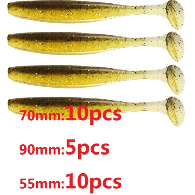 10pcs/Lot Fishing Jig Wobblers Soft Lures 70mm 55mm Easy Shiner Double Color Silicone Artificial Bait Swimbait Carp Bass Tackle 9