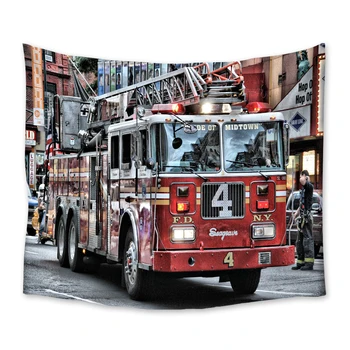 

Fire Truck Pattern Tapestry Wall Hanging Polyester Tapestries Home Bedroom Decor Printing Bedspread Beach Mat Blanket Yoga Mat