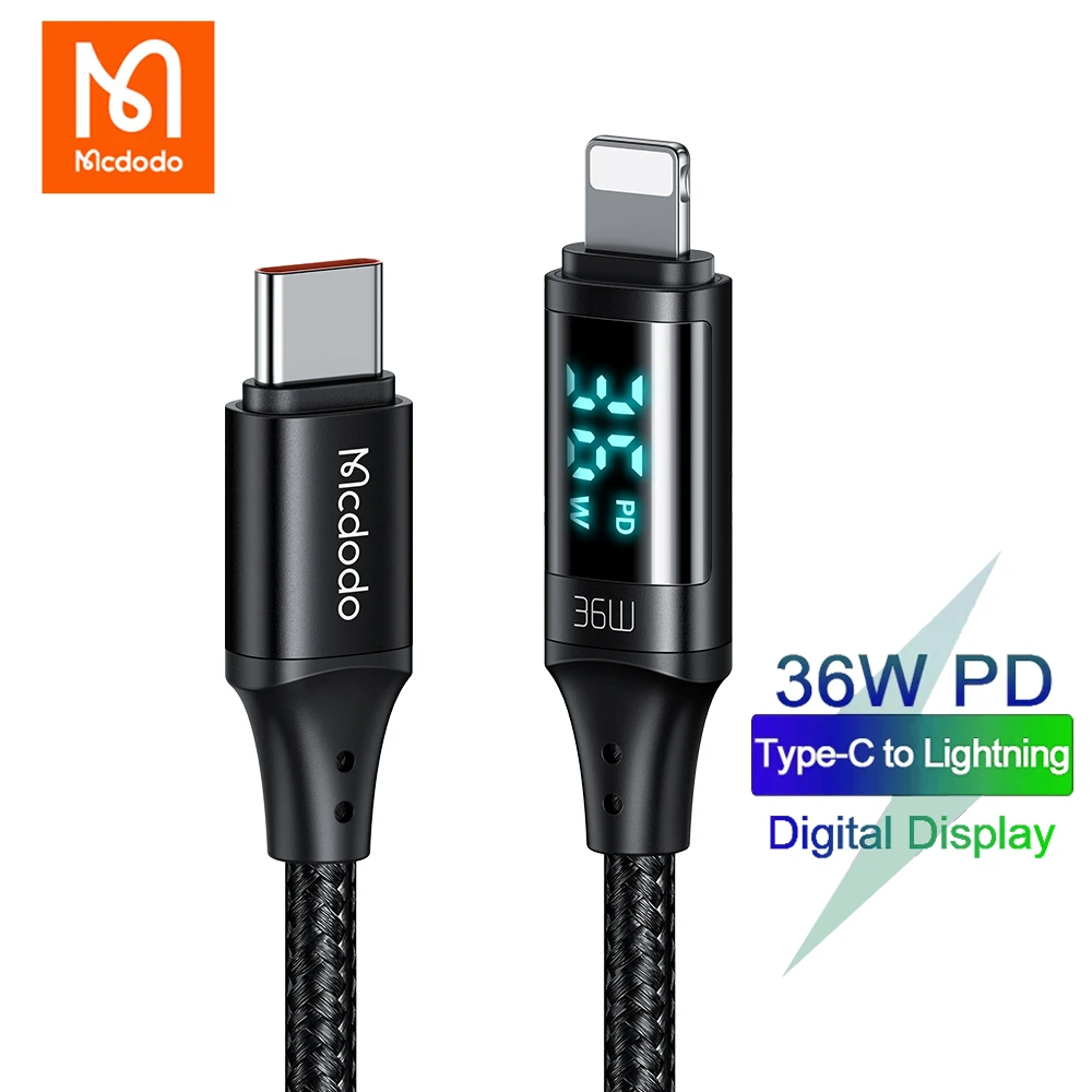 best fast charging cable for android Mcdodo Type C 36W Digital Display Data Cord PD to Lightning 3A Fast Charging Cable For iPhone 13 12 11 Pro Max iPad Charger Wire best iphone cable