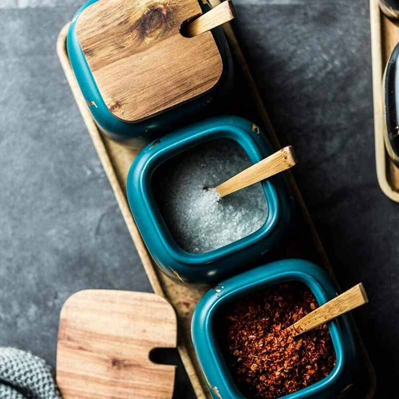 Details about   Matte Marbled Cans Ceramic Herb Box Salt Or Sugar Jar Domestic Kitchen Set New 