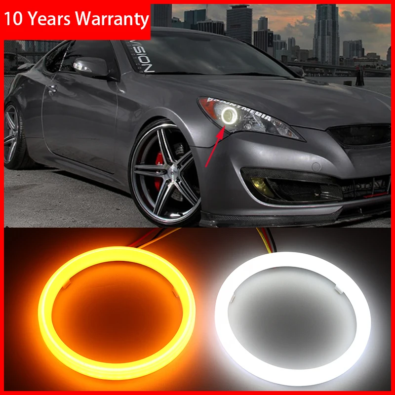 for Hyundai Genesis Coupe 2010 2011 2012 2013 2014 Cotton Switchback LED Dual Color Angel Eye White Amber turn signal light | Автомобили и