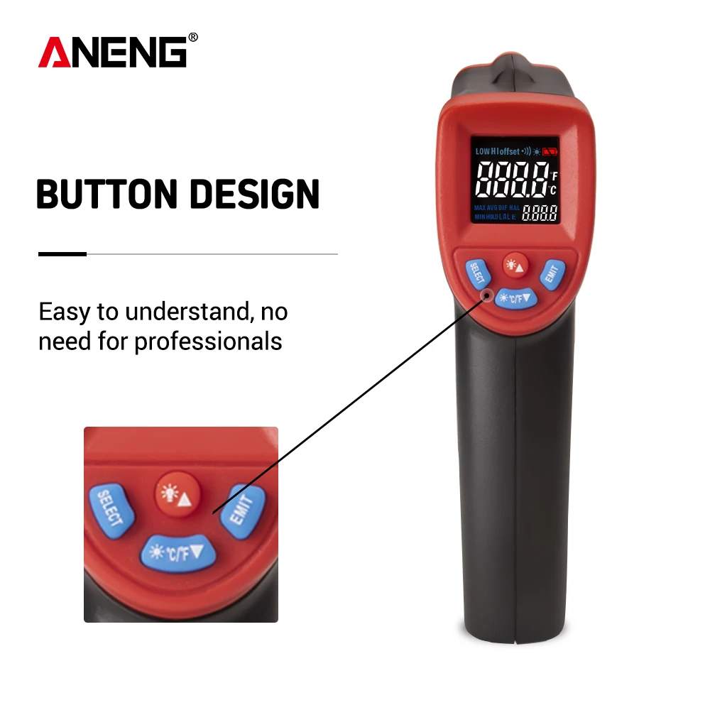 

Laser LCD Digital IR Infrared Thermometer Temperature Meter Gun Non-Contact Thermometer hygrometer humidity meter Test GM320B+