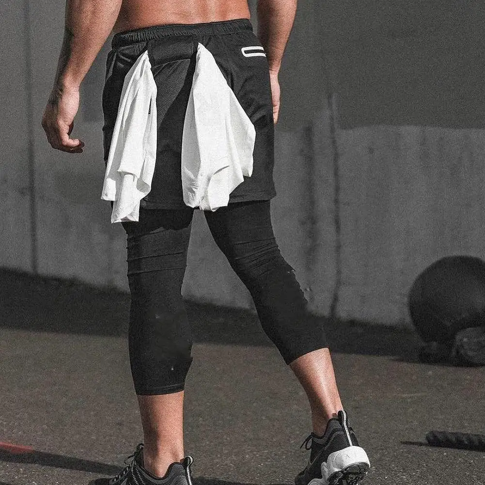 

Men's 2in1 Fitness Shorts Workout Shorts Joggers Shorts Breathable Quick Drying Security Pockets Double Layer Shorts With Pocket