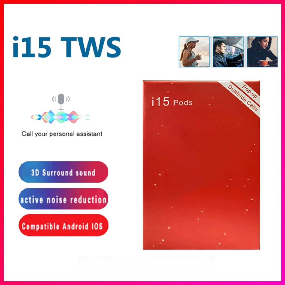 Оригинальные беспроводные наушники i15 Tws 5 0 Fone Bluetooth наушники-вкладыши гарнитура с