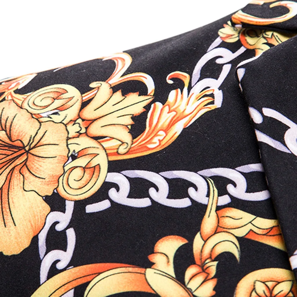 Men Blazers Gold Silver Floral Pattern Jackets Slim Fit Male Suit Jacket Wedding Banquet Party Prom Stage Costume 9.27