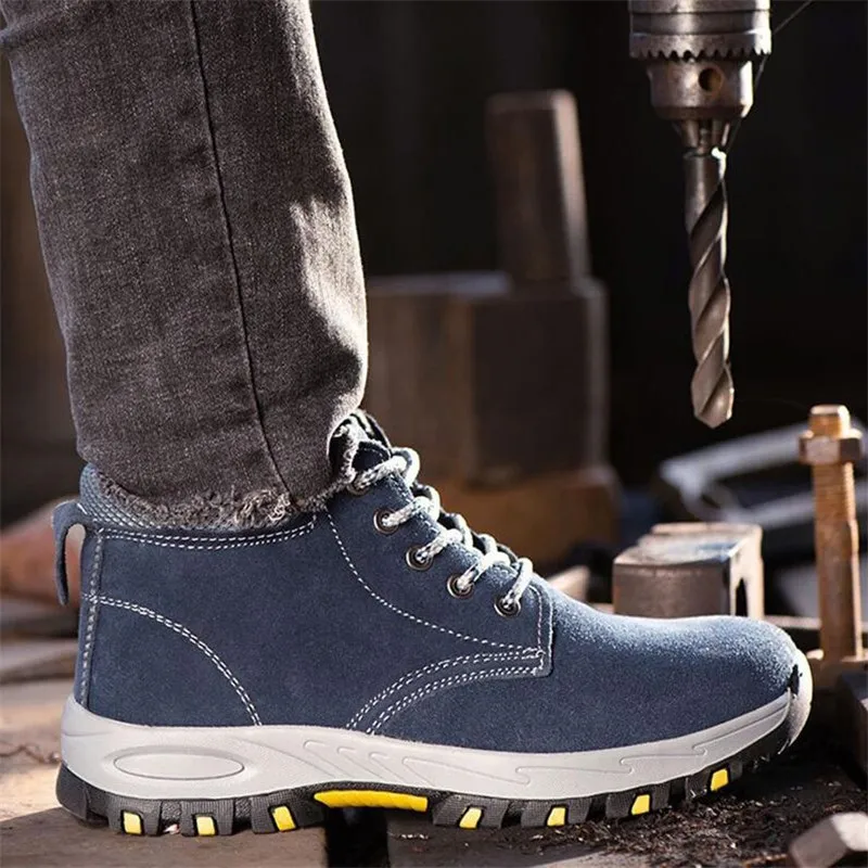 

Autumn Steel Toe Cap Work Safety Shoes for Men Winter Cow Suede Puncture Proof Indestructible Industrial Boots Casual Footwear