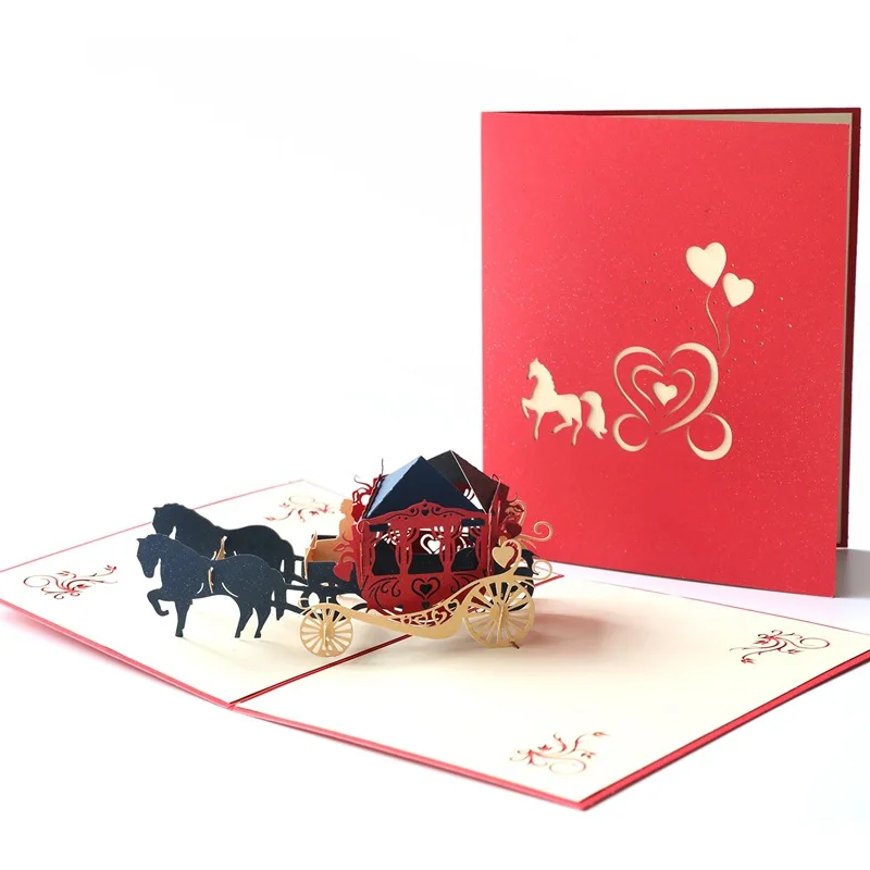  Marriage Cards Wedding Carriage Foreign Trade Handmade Creative Invitation Customizable Cover Lette - 4.00021E+12