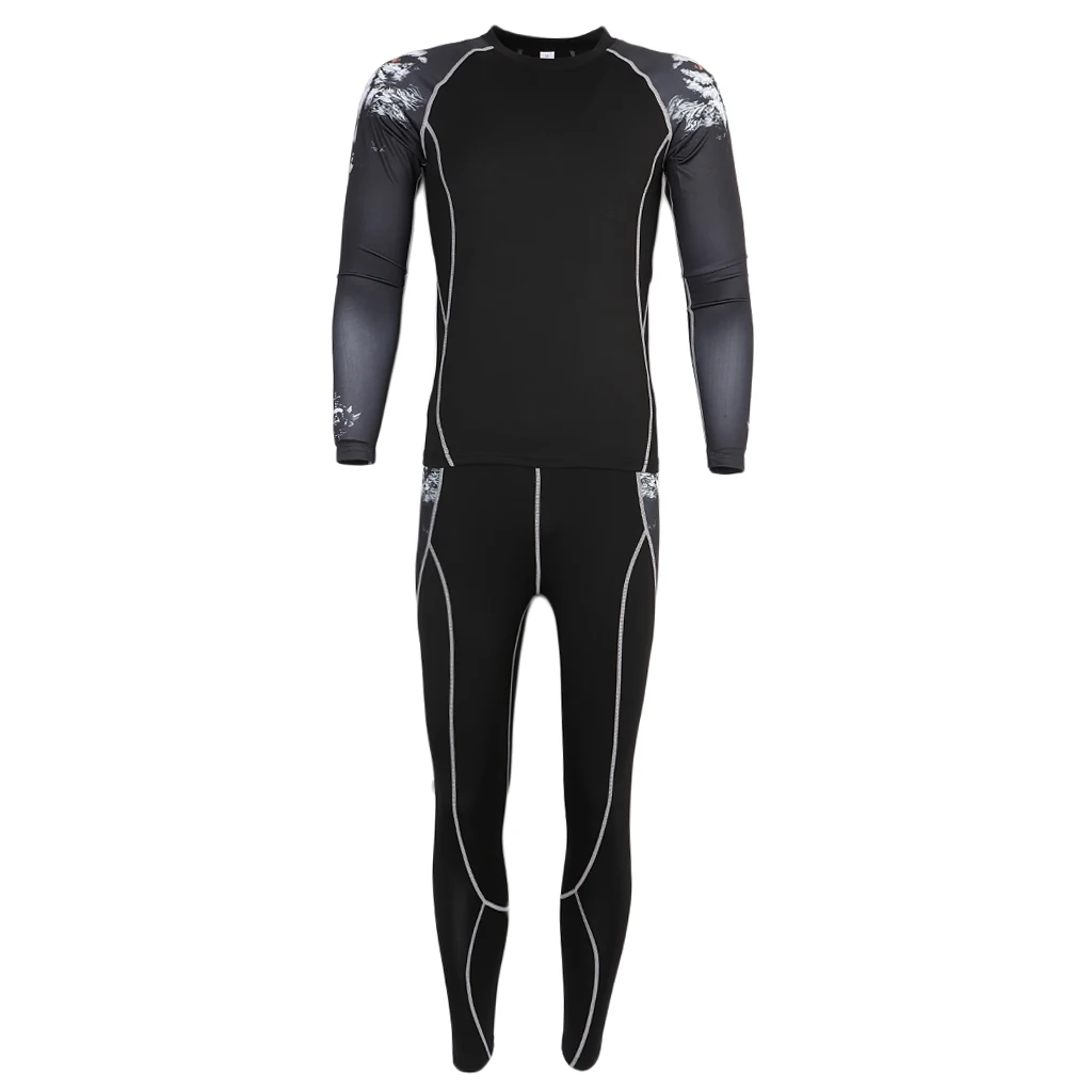 Compression T-shirt Pants Workout Fitness Tights Leggings Rash Guard for Men Basketball Bodybuilding Hiking Running