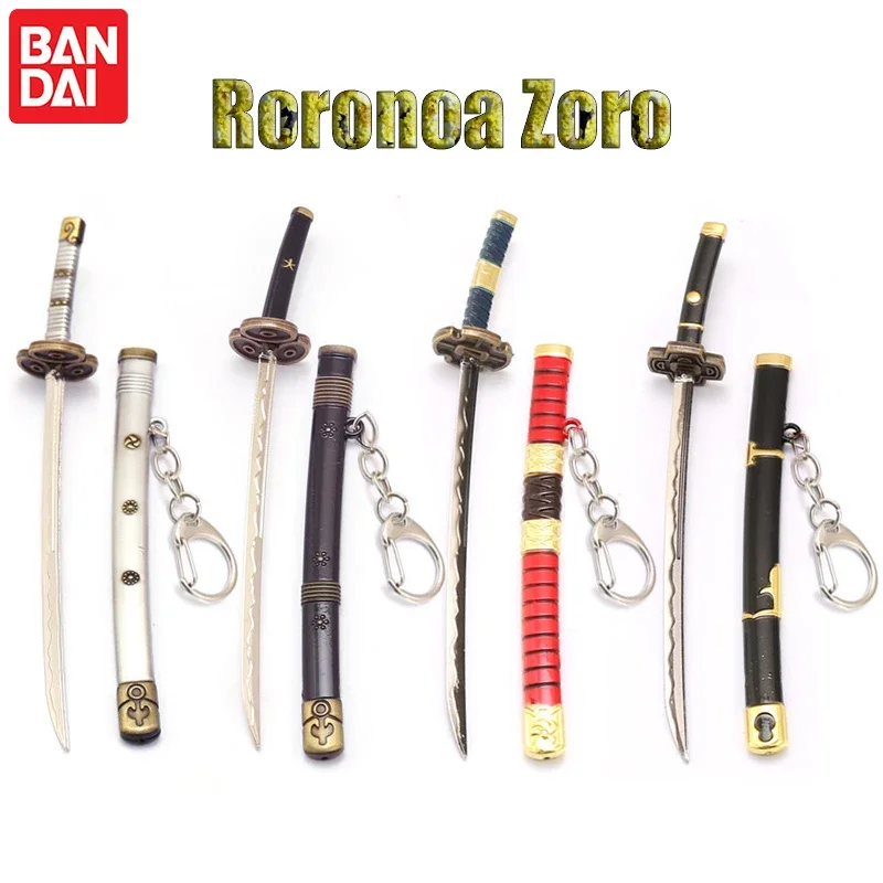 ONE PIECE Roronoa Zoro Sword Keychains Accessories Buckle with Toolholder Scabbard Katana Sabre Car Metal Key Chains Toys Gift