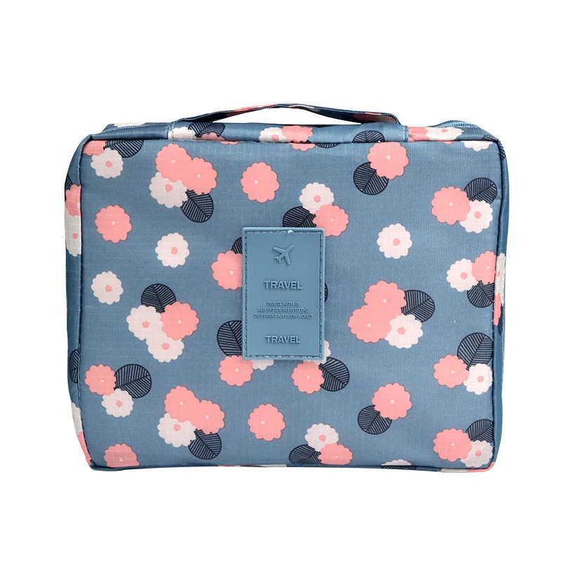 Multifunction Travel Cosmetic Bag Women Makeup Bags Toiletries Organizer Waterproof Female Storage Make Up Cases Wholesale - Цвет: Blue flower